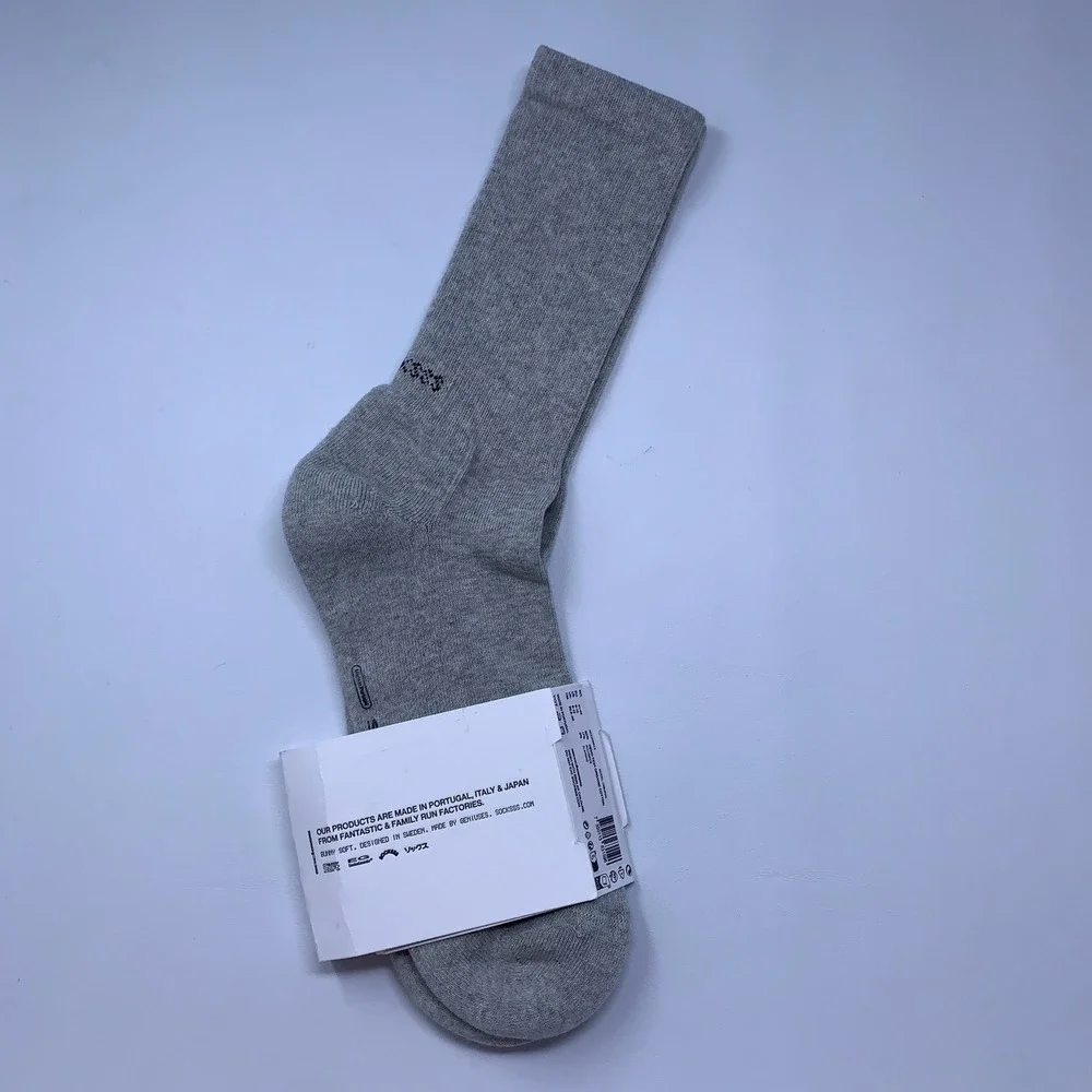 SOCKSSS Unisex M/L Grey Moonwalk Original Organic Cotton Crew Socks NWT